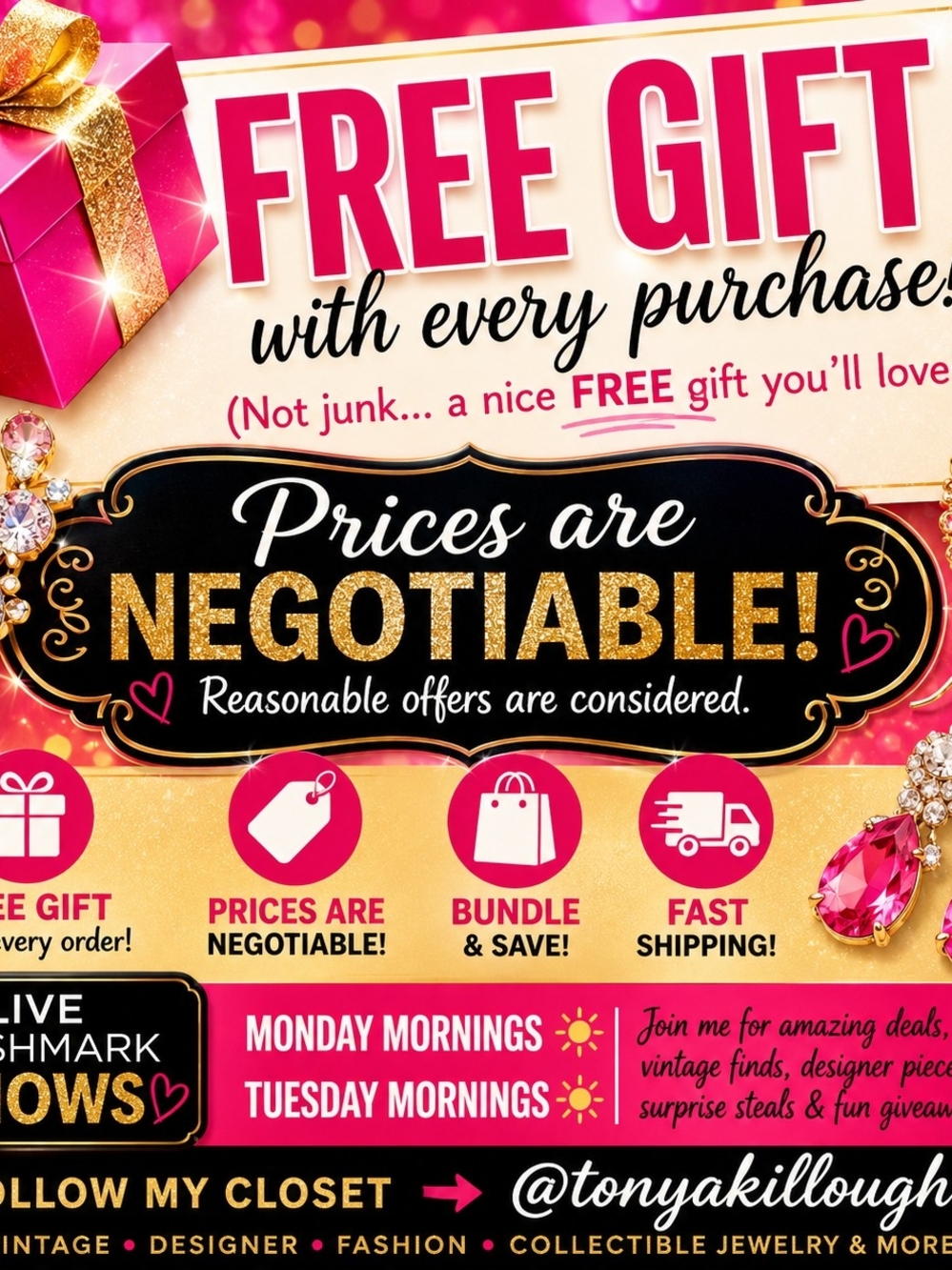 FREE GIFT with Every Purchase – Pink & Gold Party Promo